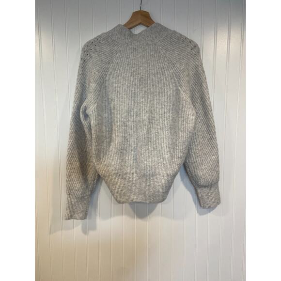 Topshop Cardigan Women’s S Gray Wool Button Up, Preppy, Basic, Ribbed - Picture 5 of 5